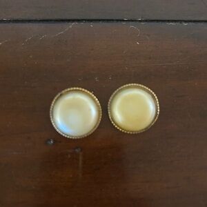 Vintage Gold-Tone Pearl Dome Clip-On Earrings